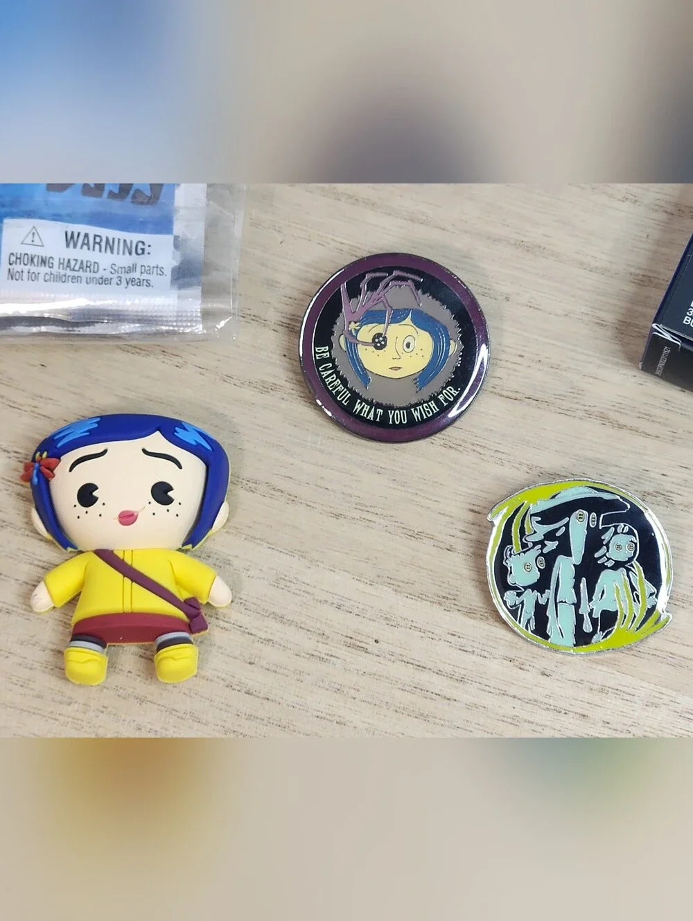 New Loungefly Coraline Split Mini Backpack, Fleece Blanket, Magnet & 2 Pins Lot
